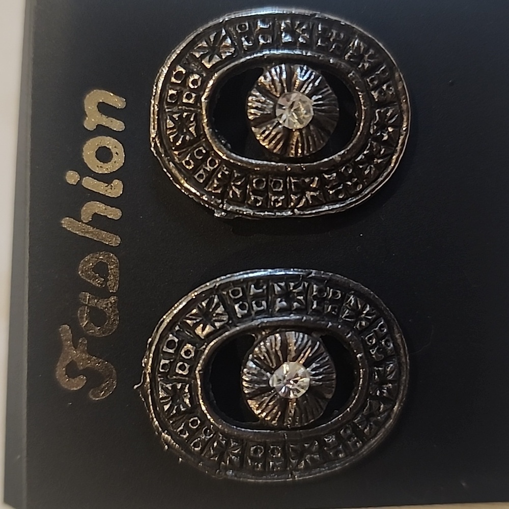 Antique Silver Oval Earrings